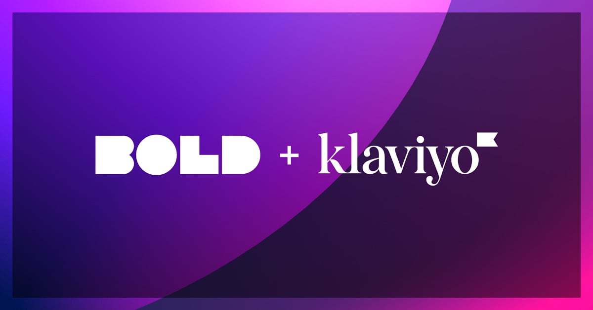 Blog banner with Bold and Klaviyo logos over an ambient blue and purple background