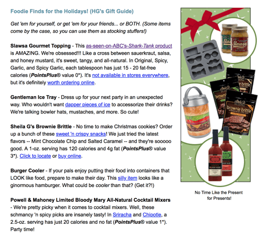 Hungry Girl email newsletter featuring Salwsa
