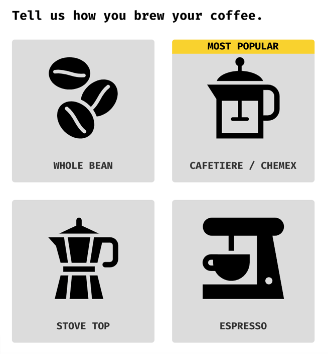 Simple graphics showing coffee brewing methods