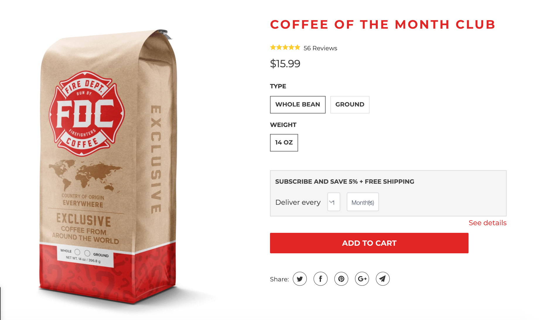 Bag of FDC coffee with a checkout interface