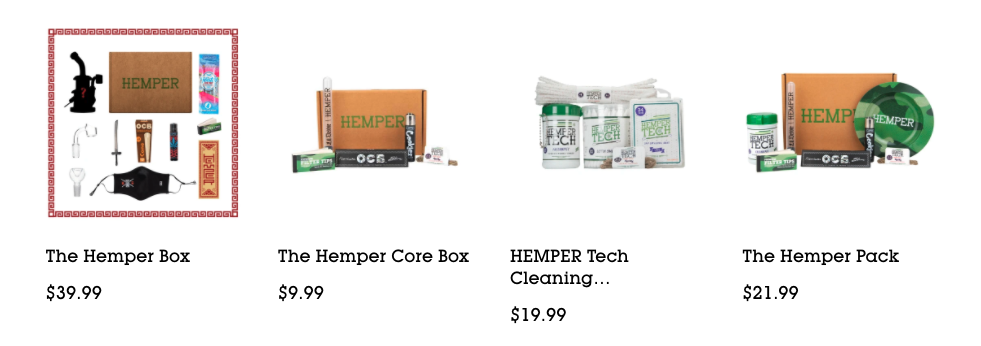 Four different cannabis products subscription options