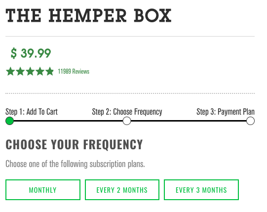 Hemper Box subscription onboarding